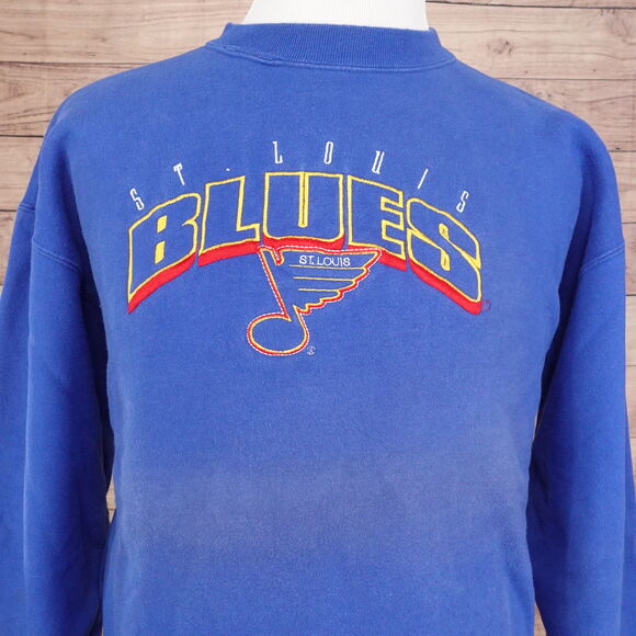 VINTAGE ST LOUIS BLUES THE GAME EMBROIDERED CREW NECK SWEATSHIRT SZ L 90s - Picture 1 of 9
